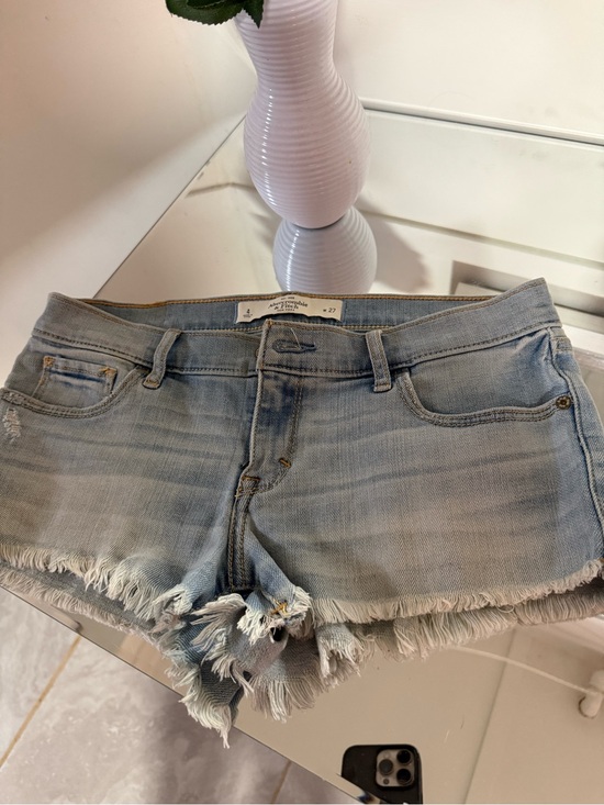 Abercrombie & Fitch Pants - Abercrombie & Fitch Light Blue Frayed Denim Shorts